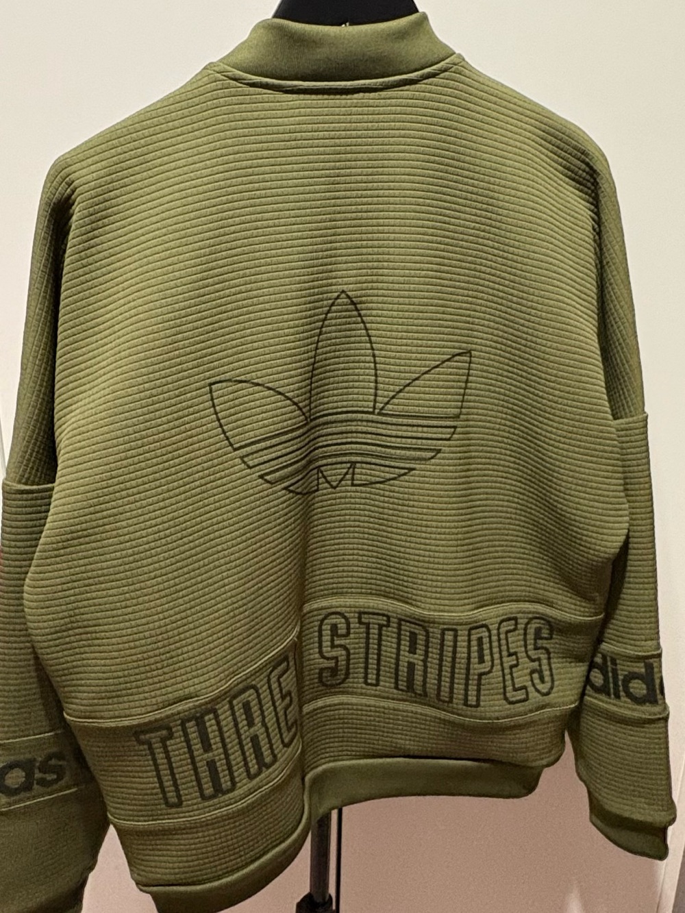 adidas Olive Zip-Up Ribbed Womens Sweater Jacket M - Picture 5 of 6